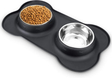 Stainless Steel Dog Bowls Set with Silicone Mat Non Spill Non Skid Pet Feeder
