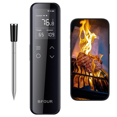 BFOUR WiFi Fleischthermometer Bluetooth LCD ±0,5? Genauigkeit - Schwarz