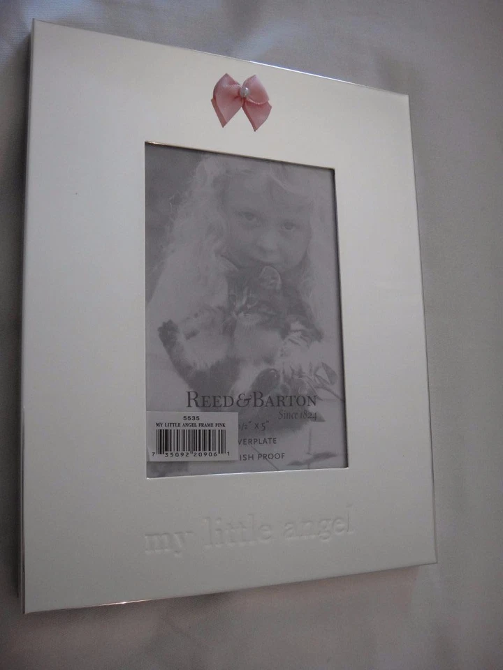 Marco de fotos Reed & Barton My Little Angel plateado con arco rosa 7005817 Foto 2 de 4
