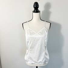 CABERNET White Nylon Lace Camisole Top Slip Stretch Lace SZ 38 Adjustable Strap