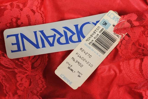 Vintage Lorraine Red Lace Trim 2 Pc Nightgown Robe Peignoir Set Small NEW w Tags - Picture 6 of 10