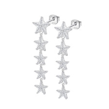 Orecchini Lunghi Donna Lotus Silver LP3798-4/1 In Argento Con Stelle E Zirconi