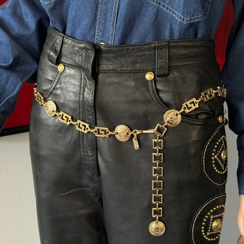 GIANNI VERSACE gold tone chain belt Greek key & Medusa from 1992/93 size XXL - Picture 8 of 14