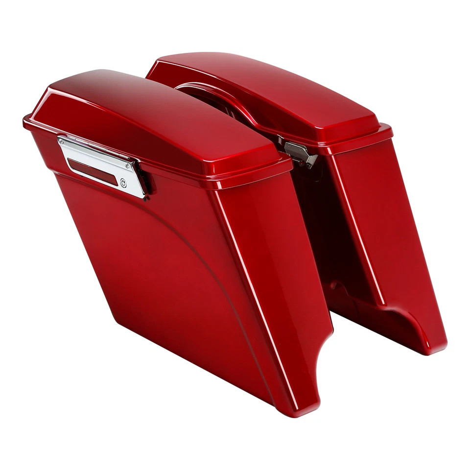 Red Stretched 5" Hard Saddlebag &Bracket For Harley Softail Fatboy Bad Boy 84-17 - Image 3 of 4