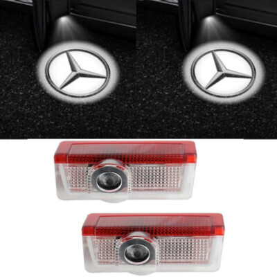 2X HD LED Car Ghost Puddle Shadow Door Lights For Mercedes Benz A B C E GL ML