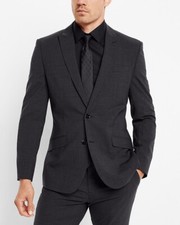 NEW EXPRESS 298 DARK GRAY SLIM WOOL BLEND MODERN TECH SUIT JACKET SZ 42R