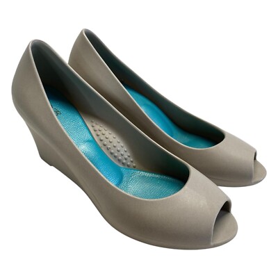 Oka-B Emery Size Jelly Peep Toe Wedge Pump Heels Sandals Slip On