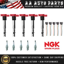 5 Ignition Coil & 5 NGK Spark Plug & 5 connectors for Audi A5 Quattro 3.2L V6