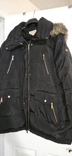 Michael Kors Womans Hooded Puffer Coat Plus Size 2x Black Gold Hardware