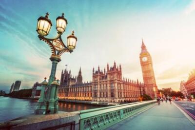 Wandbild: Big Ben, gesehen von der Westminster Bridge, London, [...]