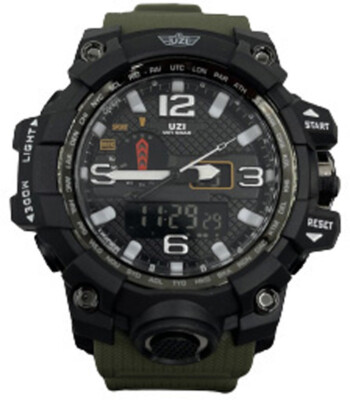 UZI Shock Digital Watch analoge + digitale Uhr Militäry Style  GMT 2 Zeitzonen