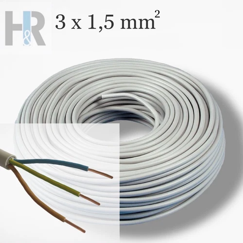 NYM-J 3x1,5 mm²  5m Stromkabel, Mantelleitung Feuchtraumkabel