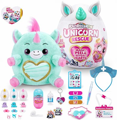 ZURU Rainbocorns Disco Einhorn Rescue Magic Peel & Reveal 25 Überraschungen grün