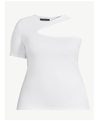 ELOQUII White One Shoulder Pullover Top Size 22/24  NWT
