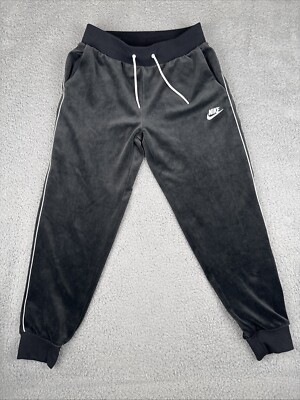 Nike Vintage 90s Tracksuit Black Velour Velvet Womens Small Cropped Jogger  pants