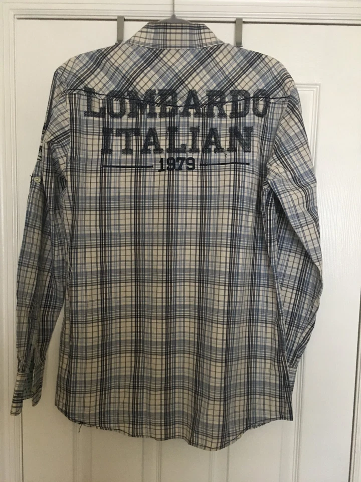 CITY INK - Camisa Lombardo Italiano Para Hombre Grande Manga Larga Algodón Blanco Foto 2 de 4