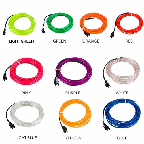 1-5M Neon Glow EL Wire Flexible LED Rope Lamp Cable with Adapter Party Car Decor - Picture 3 of 17