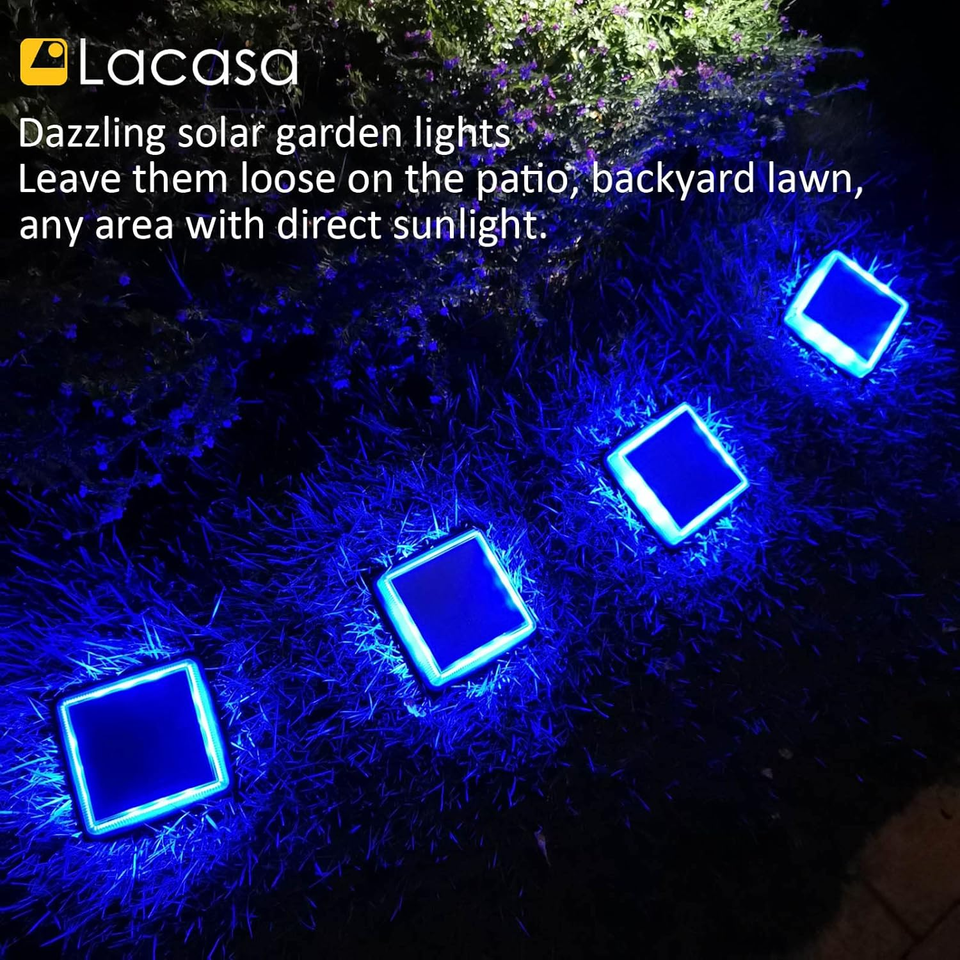 Blue Solar Deck Lights 4 Pack Dusk to Dawn Large Battery Step Lights