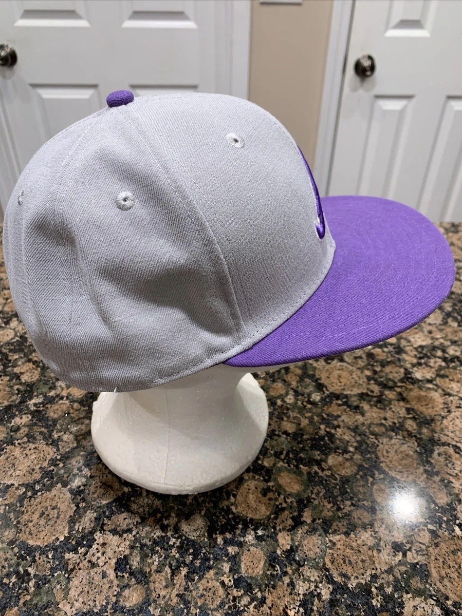 Atlanta Braves Purple Brim Gray Hat New Era 59Fifty Cap 7 5/8 Rare Color  Combo