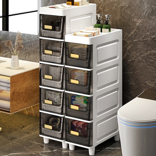 Narrow Toilet Drawer 4/5 Tier Bathroom Crevice Cabinet Restroom Storage Cabinet - Picture 2 of 18