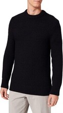 Image of Superdry Mens Jacob Cable Crew Navy Blue Pullover Sweater, Eclipse Navy