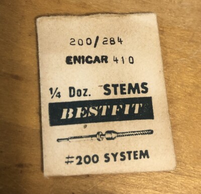 NOS BESTFIT 200/284 Winding Stems (2) for ENICAR Watch Movement Caliber 410