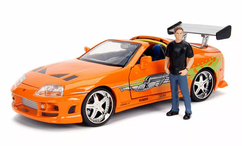 Jada Toys Fast & Furious Movie 1 Brian's Toyota Supra diecast collectible  toy vehicle car, orange with decals, 1:24 scale