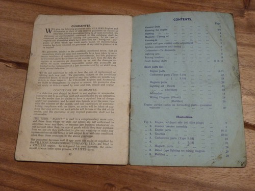VINTAGE 1953 OPERATING INSTRUCTIONS & SPARE PARTS LIST VILLIERS MK12D MOTORCYCLE - Picture 4 of 6