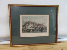 Military Station Chinese near City of Chokian hand colored engraving antique