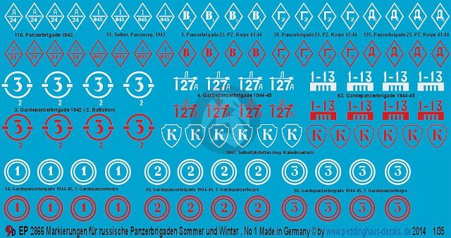 Peddinghaus 1/35 Russian Tank Brigade Markings Summer and Winter WWII No.1 2866