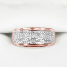 Men's 10K Rose Real Gold Over Round 3.00 Ct Diamond Engagement Band Pinky Ring