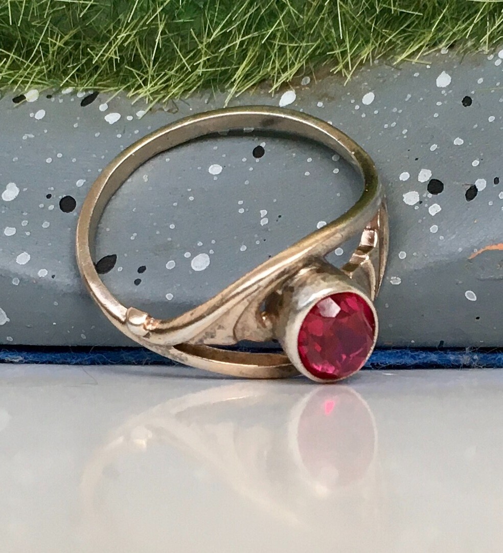 Ring №51 Vintage Soviet Red Ruby Ring Silver Ring… - image 18