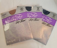 Lot of 3 Silky Fit Pantyhose By Bill Blass Size B Taupe  Navy Sandalfoot USA 