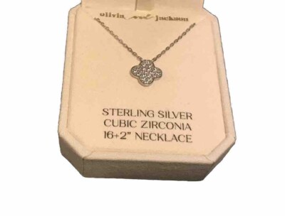 Flower Clover Shaped 925 Silver Pendant Necklace 16