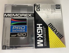 2 8mm Video Cassettes Memorex Pro MP120  Maxwell HGX-M NEW SEALED