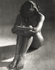 1940 Vintage MARTIN MUNKACSI Mosaico Surreale Femmina Nudo Seduto Foto Incisione Arte