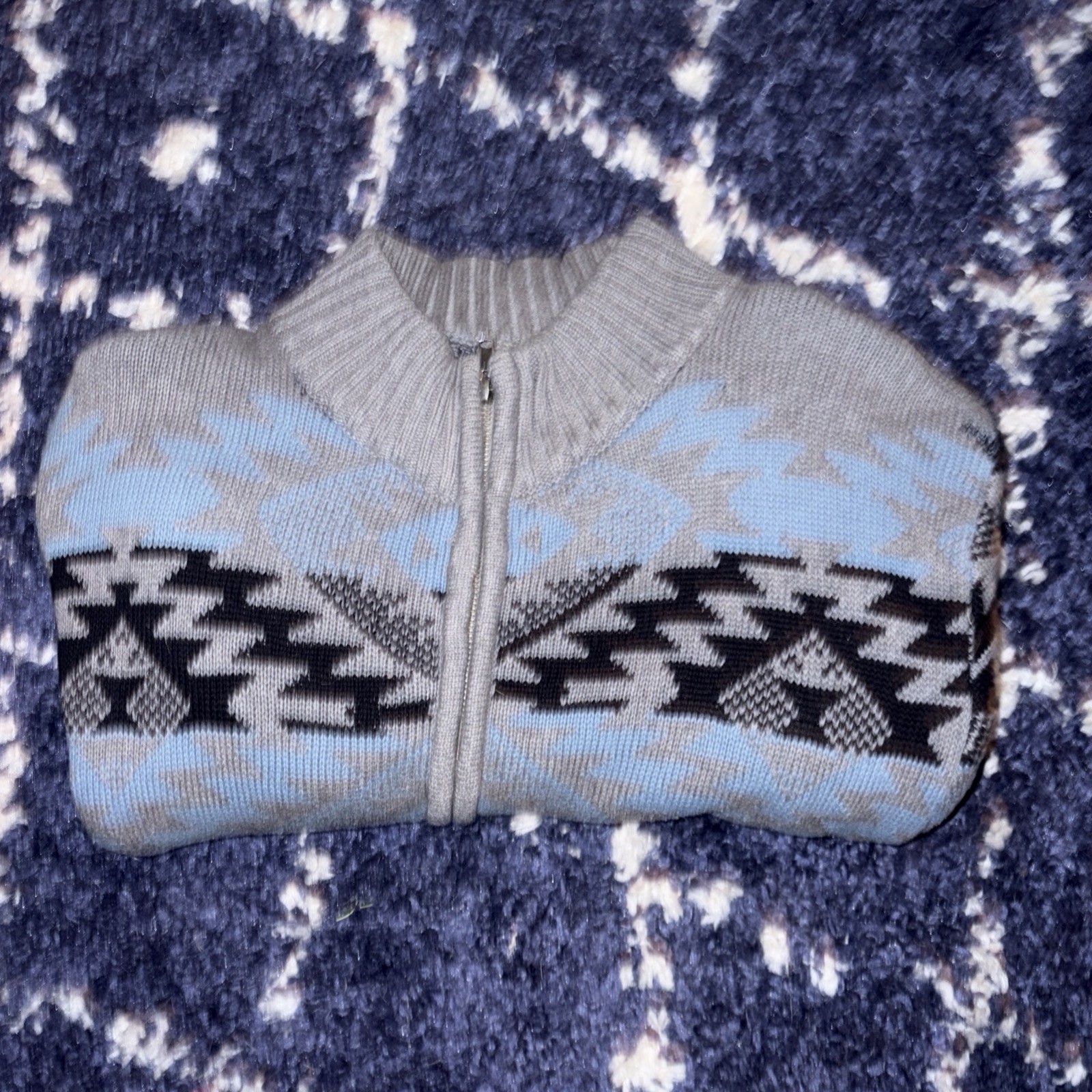 Wrangler Aztec pattern full-zip sweater Unisex Si… - image 3