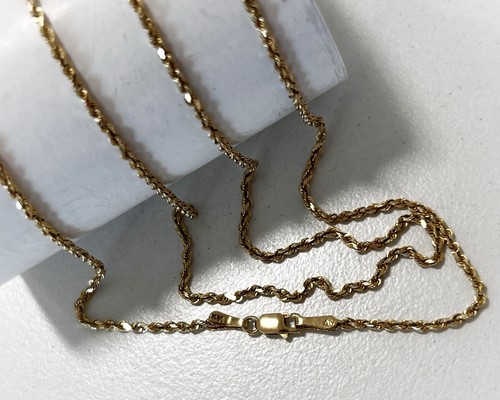 Fine 14k Yellow Gold Rope Chain Necklace 22" Long Italian 4.06 Grams 1.3mm wide - Picture 3 of 13
