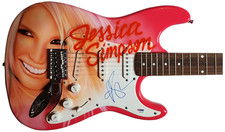 Jessica Simpson Signed Airbrushed Painting Guitar UACC AFTAL RACC TS PSA