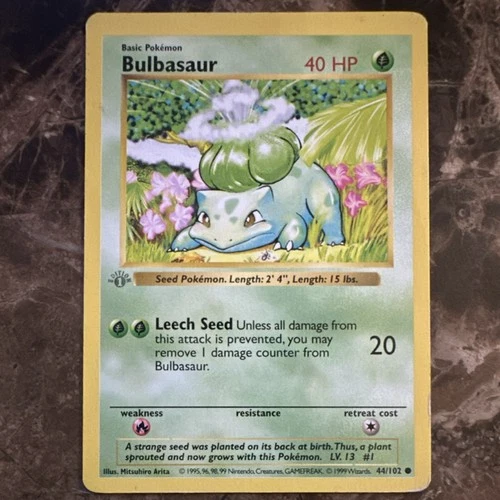 Bulbasaur Base Set 1st Edition light 1st Ed stamping error
