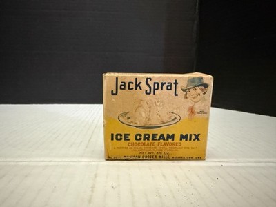 Vintage Jack Sprat Brand Ice Cream Mix Western Grocer Marshalltown Iowa Sealed