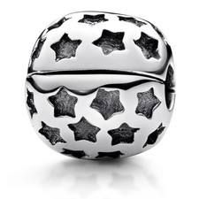 MATERIA Stopper Clip Bead Silber 925 Sterne Charm Anhänger für Armband