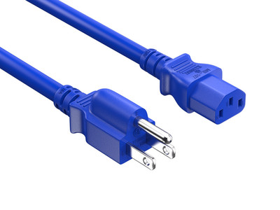 6ft NEMA 5-15P to C13 Heavy Duty Computer Power Cord, 14 AWG SJT, 15A/125V, Blue