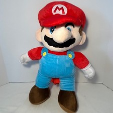 Super Mario Plush Backpack Red Blue Overalls M Logo Nintendo Kids Toy Gift