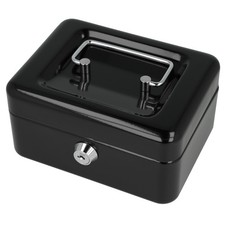 Geldkassette abschlie&szlig;bar (kompakt, 15 cm) Schwarz, 2 Schl&uuml;ssel, Hartgeldeinsatz