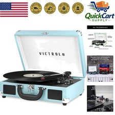 Portable Bluetooth Record Player with Built-in Speakers - Stylish Turquoise
