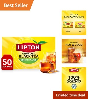 Lipton Decaf Black Tea Bags - Caffeine-Free, 50 Count, Perfect for Hot or Iced