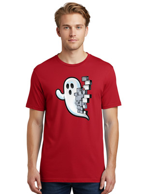 Glitchy-Ghost-2 Mens Graphic Tee, 100% Cotton, Casual Summer Wear