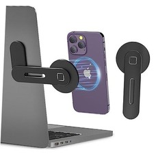 Adjustable Laptop Stand, Magnetic Phone Holder, Aluminum Slim Computer Black