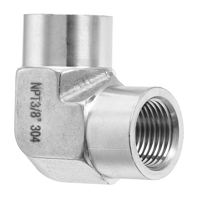 90° Barstock-Street-Elbow 3/8'' NPT weibl., für Luft/Kraftstoff/Öl/Wasser, Silber
